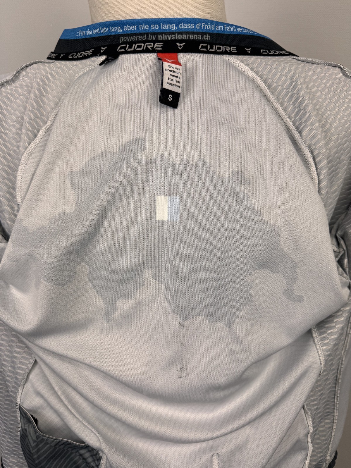 CUORE LUZERN Full Zip Gray Geometrical Pattern Cycling Jersey Sz S
