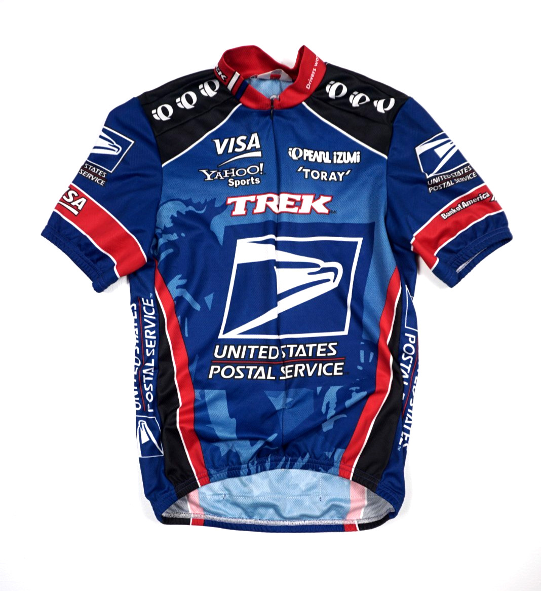 Vintage Pearl Izumi Trek USPS Cycling Jersey Medium Mens 90s 3/4 Zip USA Blue