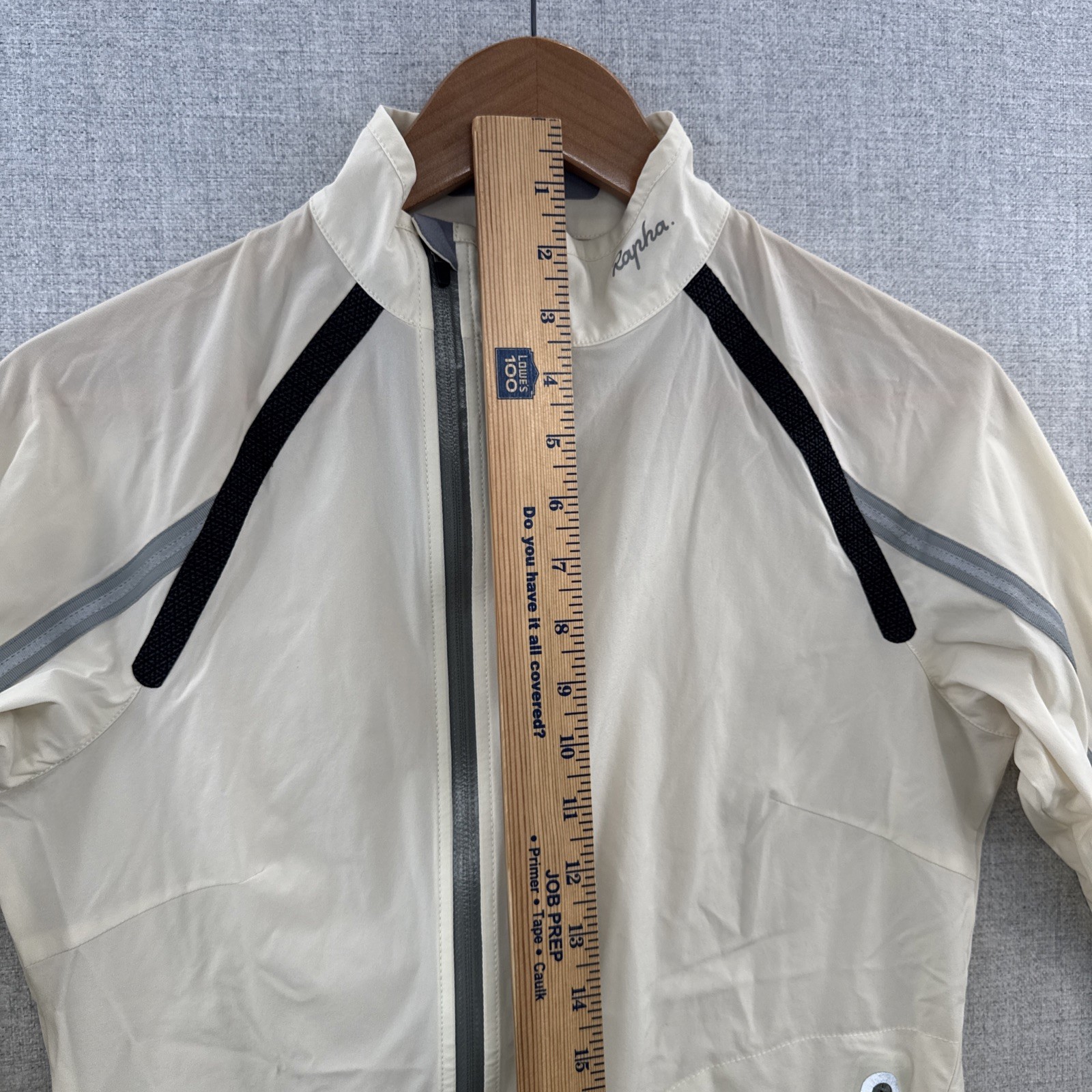 Rapha Stowaway Jacket Womens 10 Ivory Cycling Full Zip Windbreaker Lightweight