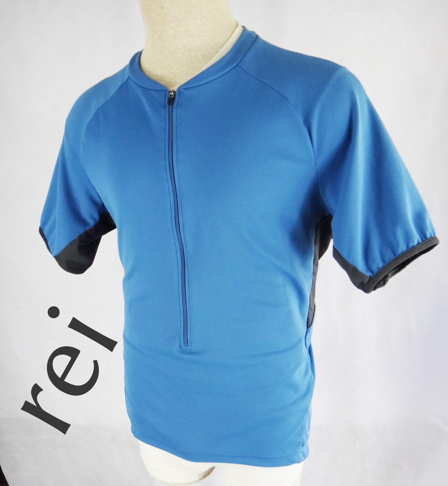 REI blue black cycling jersey bike bicycle MEN LARGE riding male half zipper