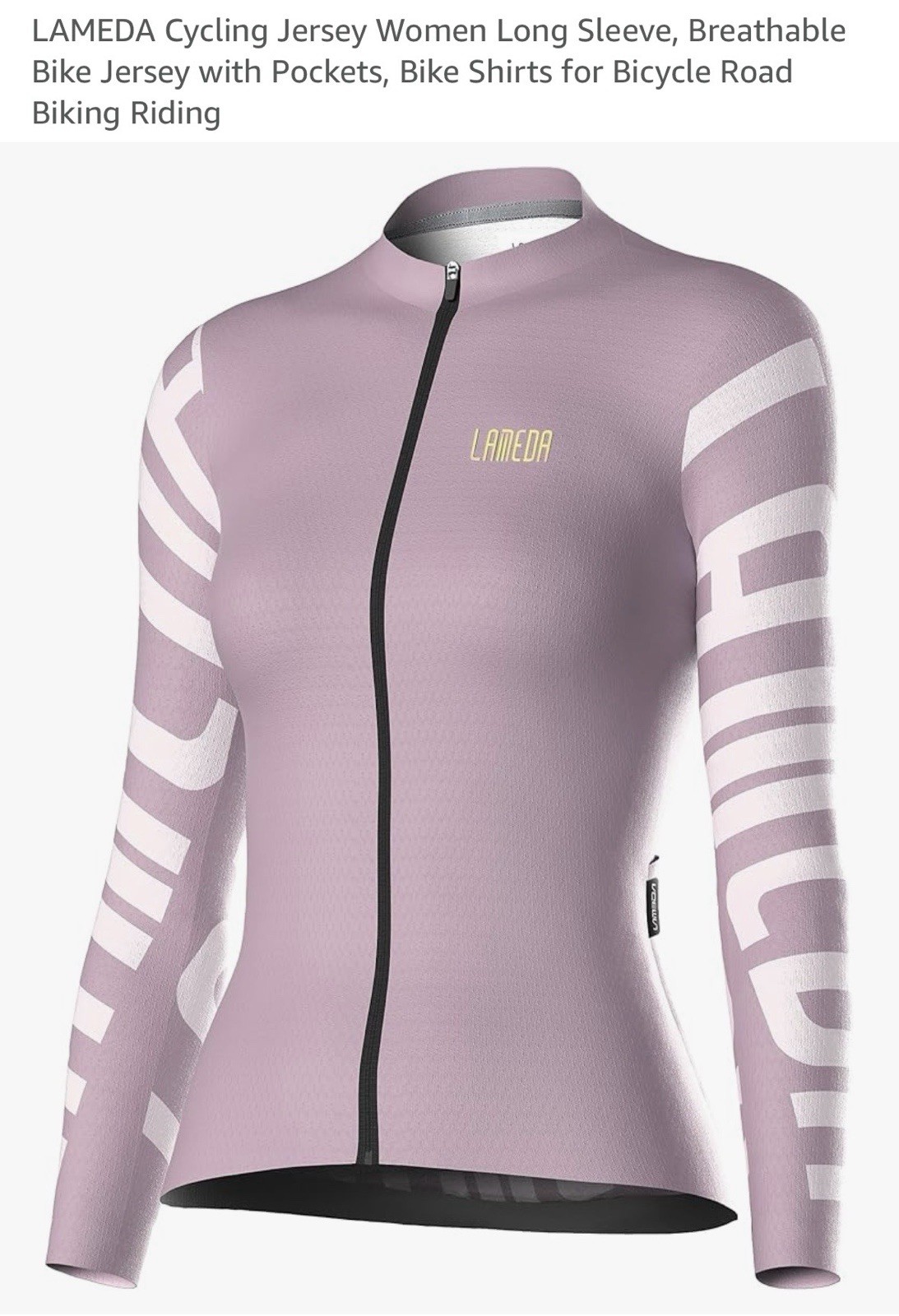 LAMEDA Cycling Jersey Women Long Sleeve, Breathable Bike Jersey with Pockets, XL