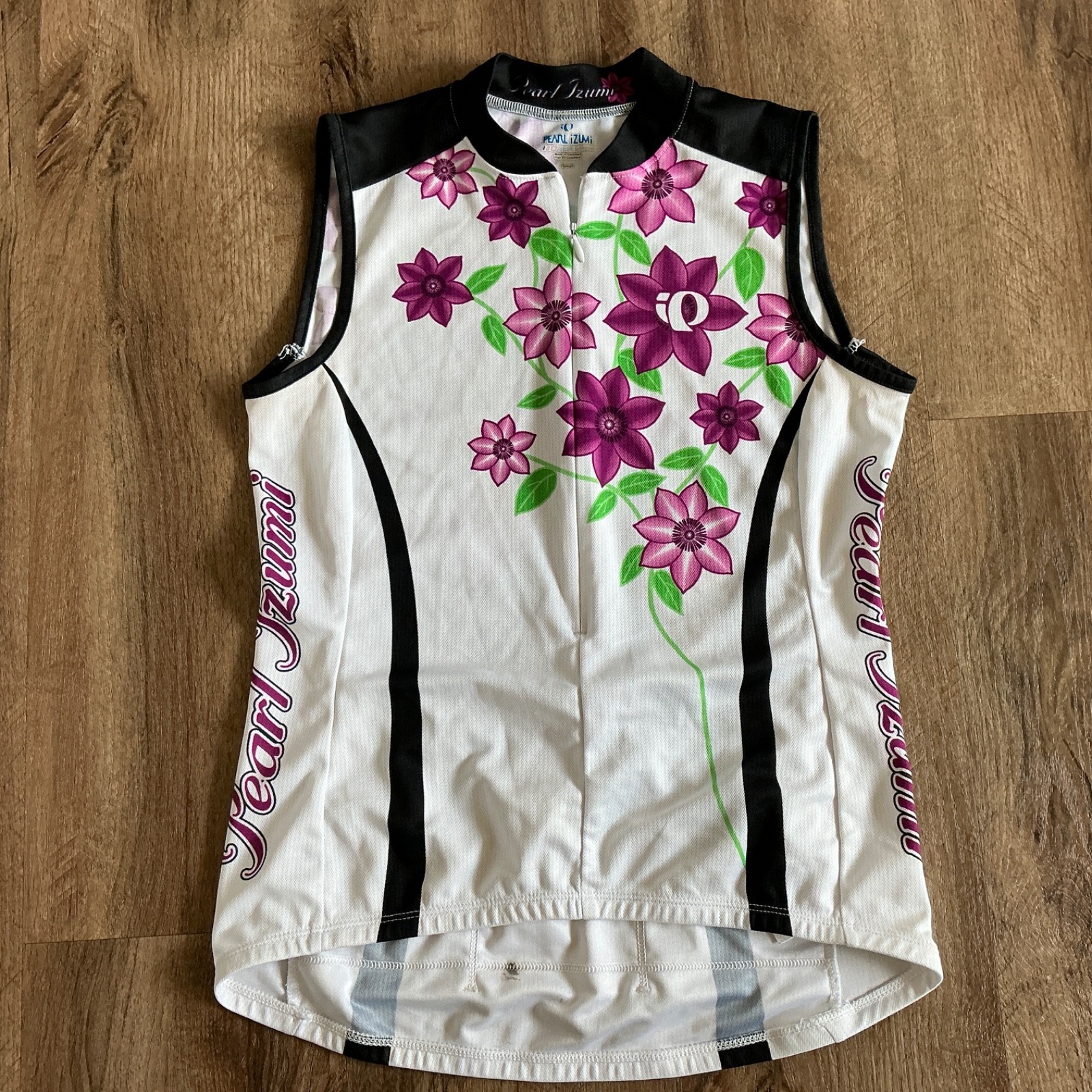 Pearl Izumi Shirt Size Small Cycling Sleeveless White Floral Women’s Pockets