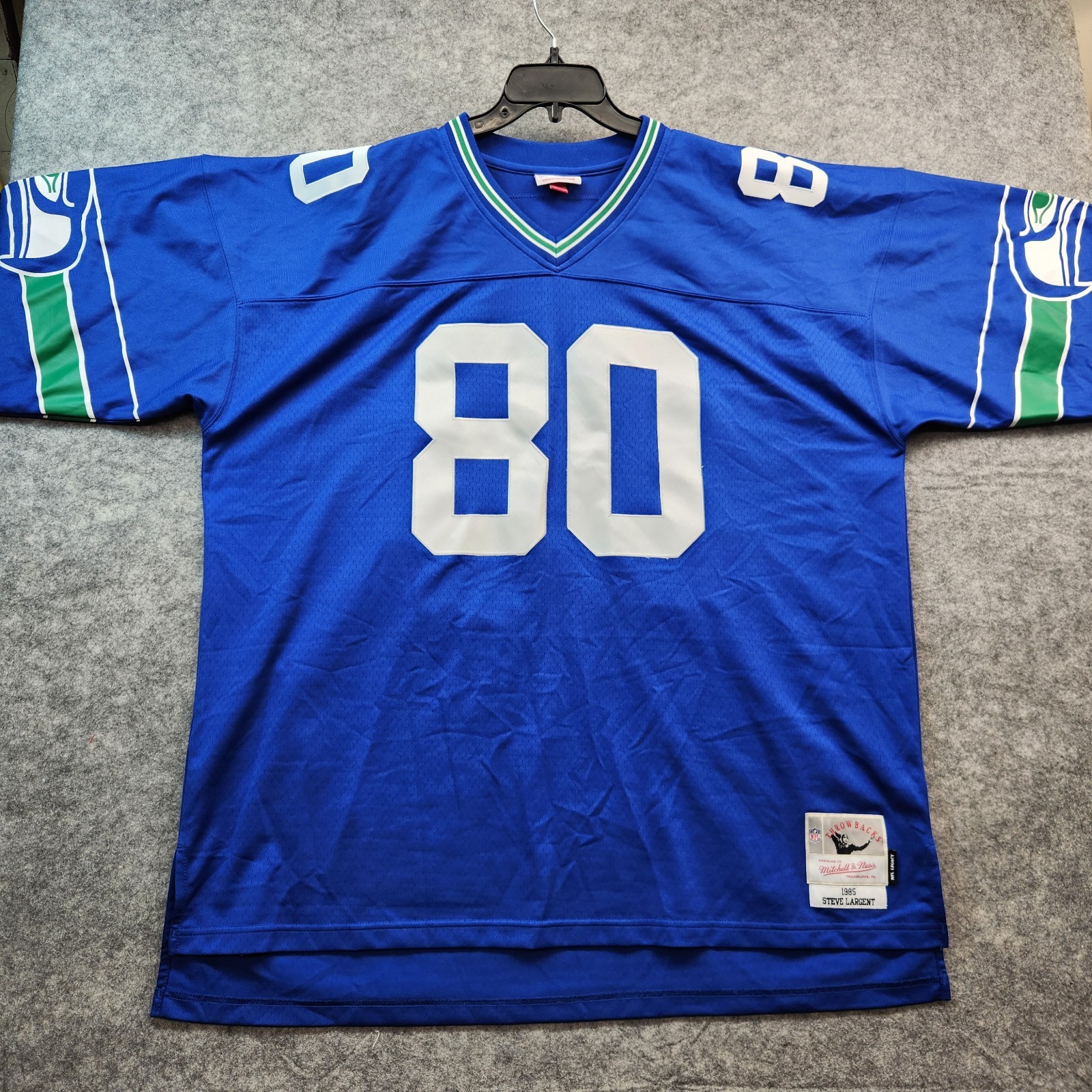 Mitchell & Ness Mens 56 3XL Blue NFL Throwbacks Seahawks 80 Steve Largent Jersey