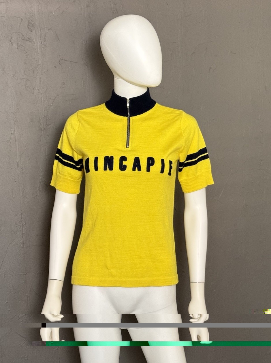 Hincapie Wool Cycling Jersey 1/4 Metal Zip Yellow + Black Made in Italy Medium