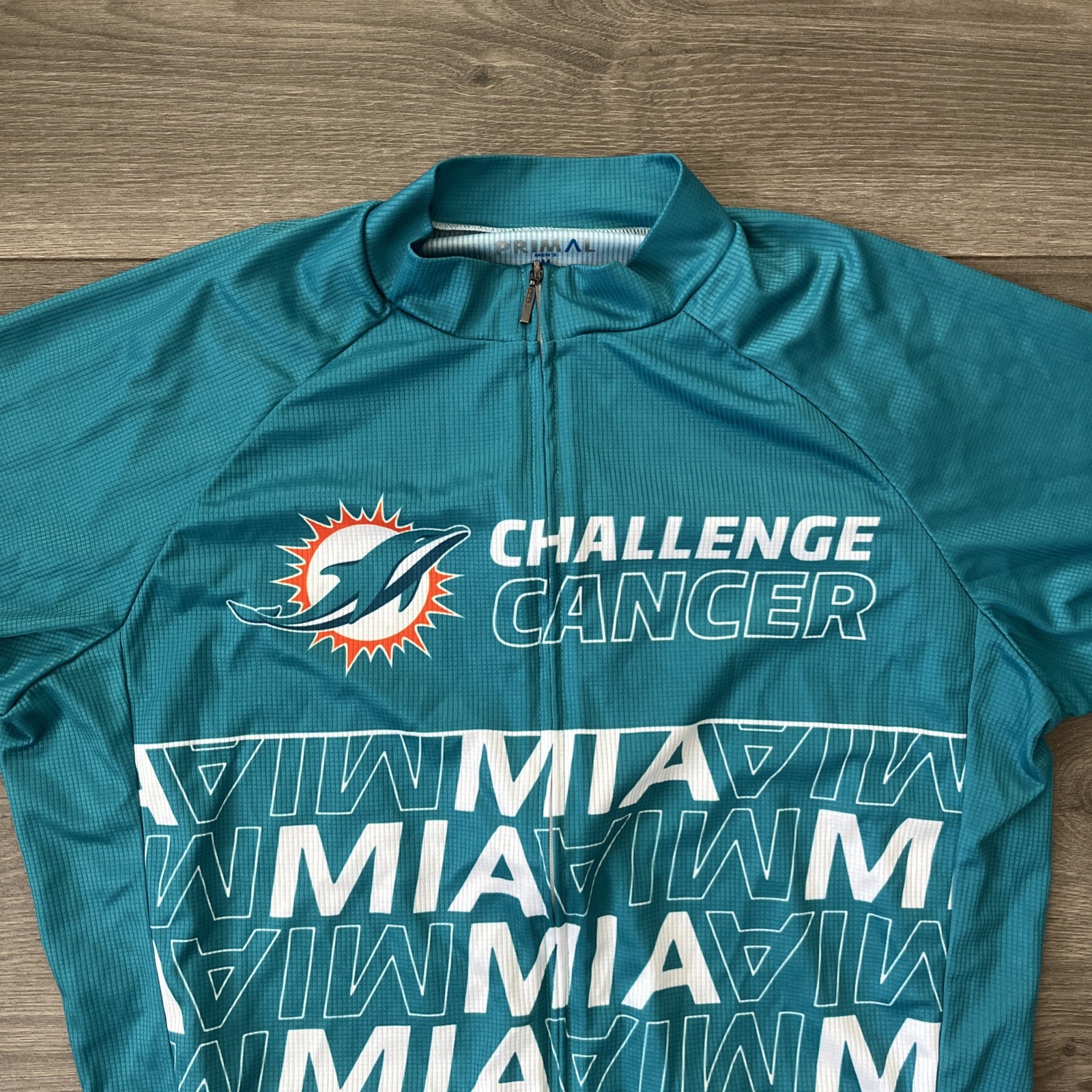 Primal Cycling Jersey Mens M Full Zip Short Sleeve Miami Dolphins Challenge