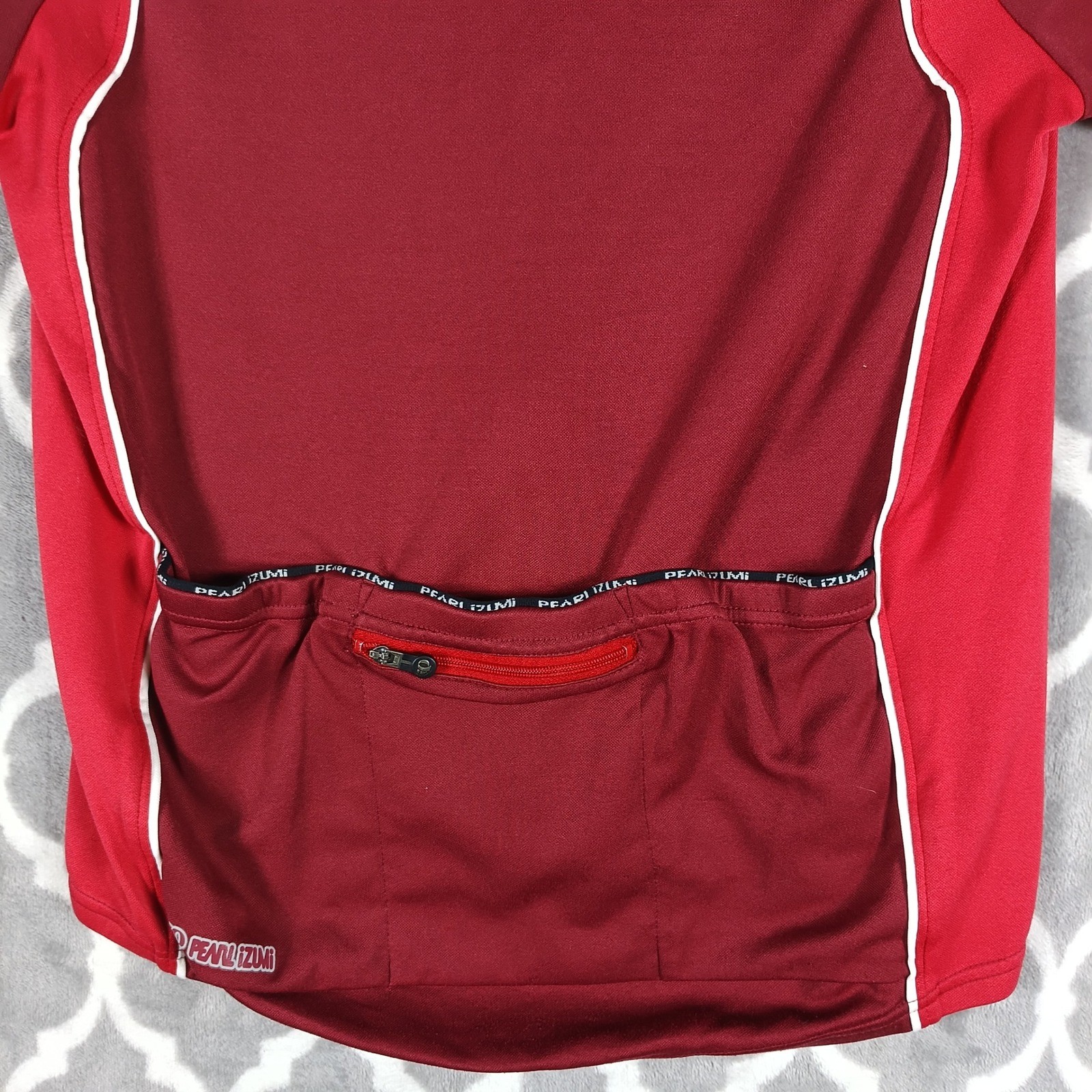 Pearl Izumi Cycling Jersey Men Large Red Full Zip Short Sleeve Rear Pockets