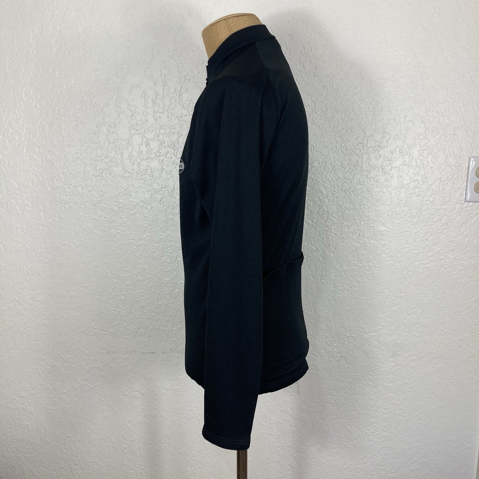 Giordana Cycling Jersey Shirt Top Mens Medium Solid Black Full Zip Long-Sleeve