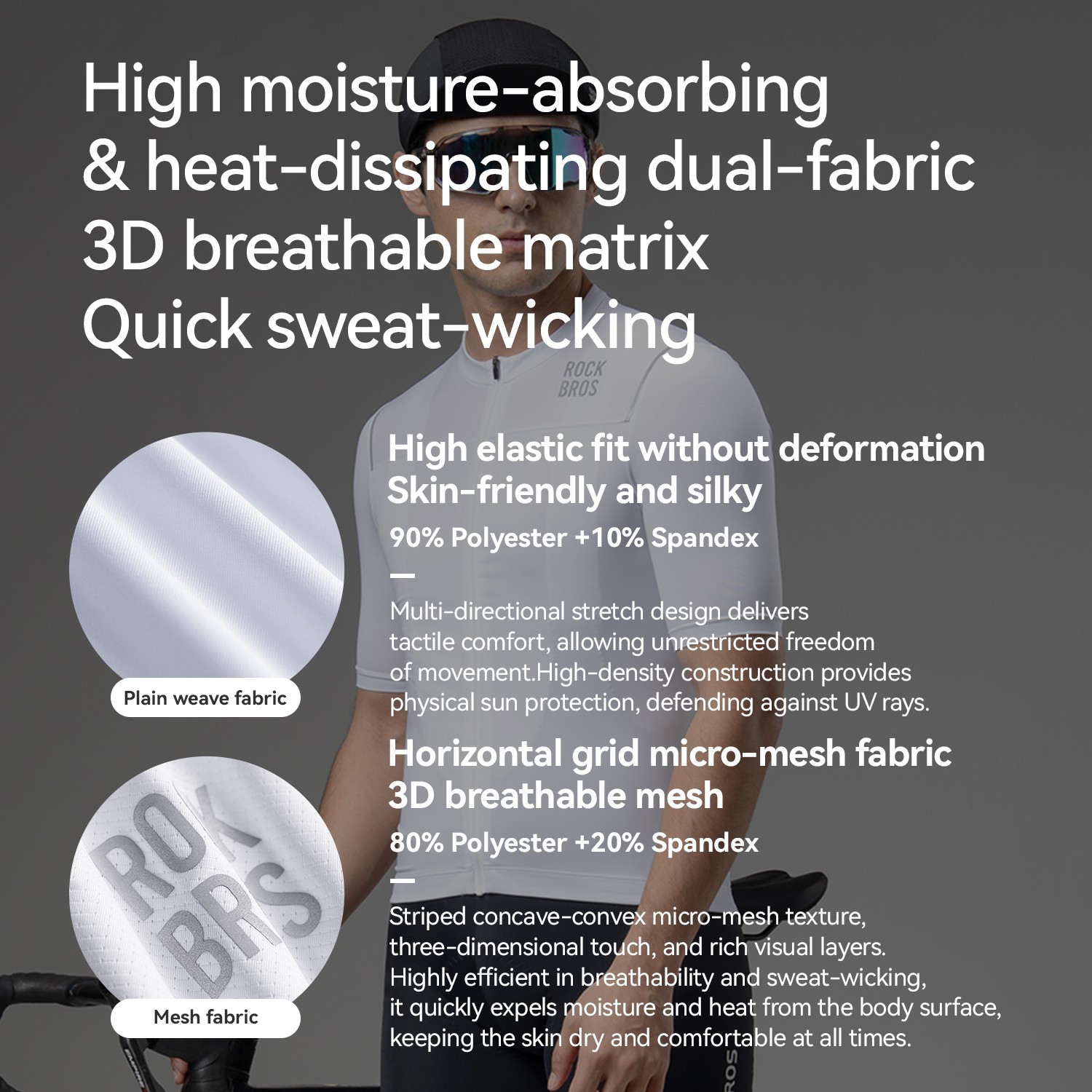 ROCKBROS Cycling Jersey Men’s Short Sleeve Slim Fit Breathable Quick Dry Shirt