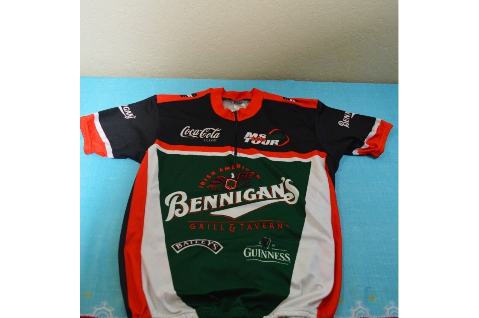 Slainte MS Tour Cyclist Racing Jersey Adult Size Large Multi Color 1/4 Front Zip