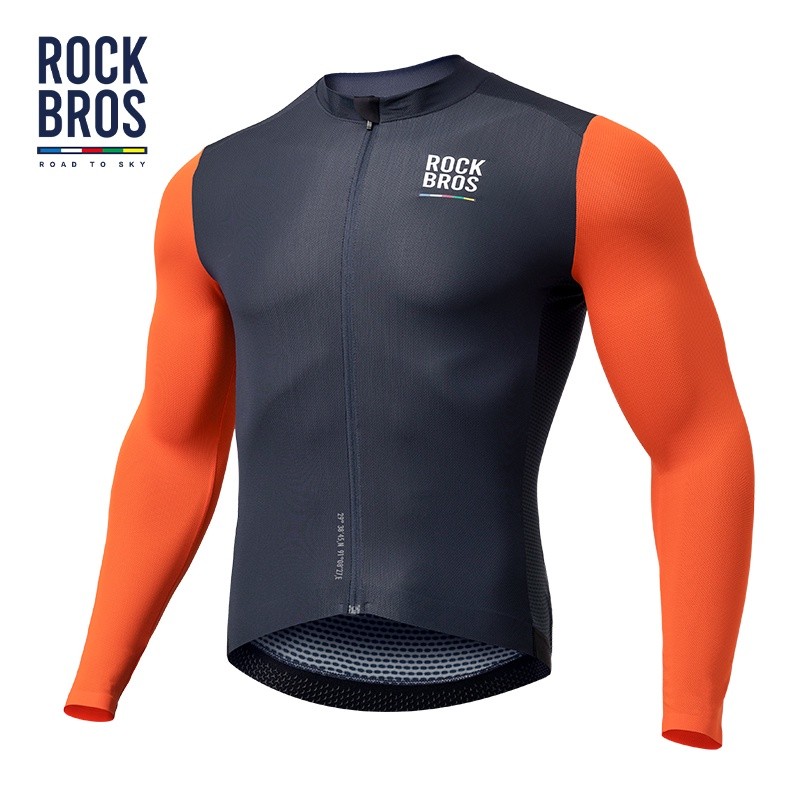 【ROAD TO SKY】ROCKBROS Men’s Full Zipper Long Sleeves Cycling Jersey Biking Shirt