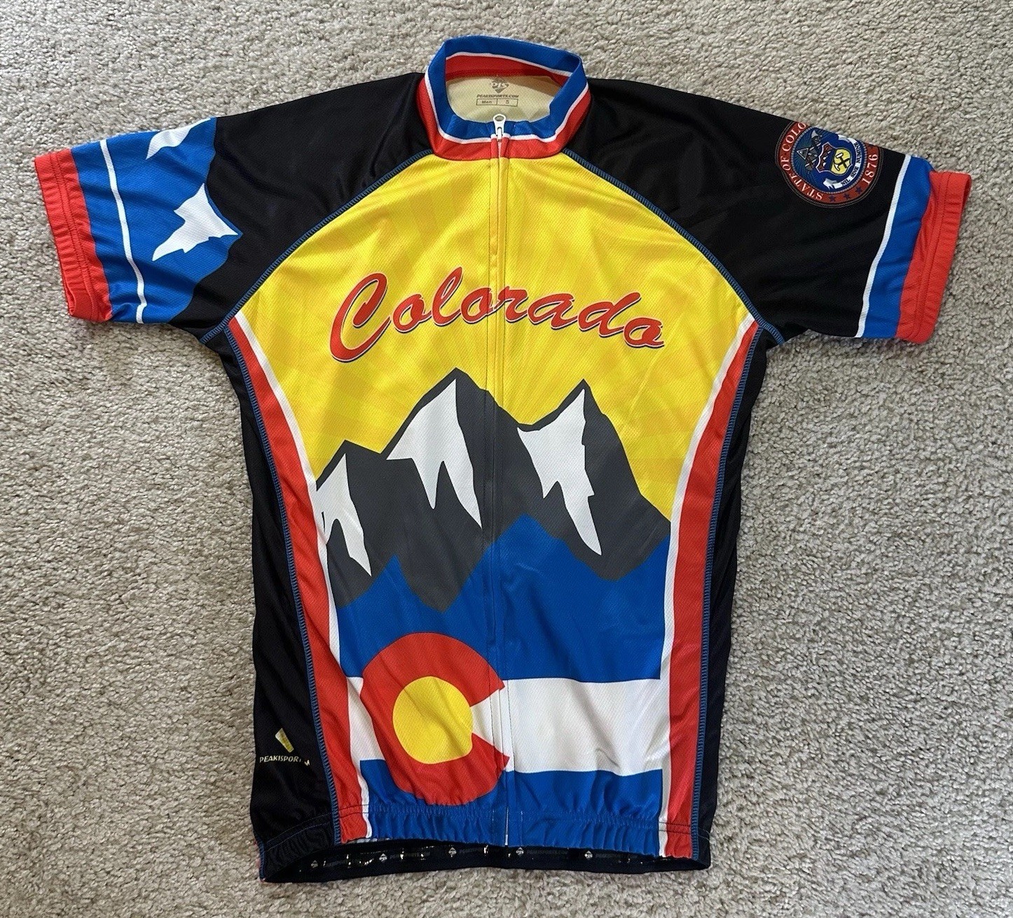 Peak 1 Sports Cycling Jersey Men Sz SmallColorado Bicycle Riding Top Shirt