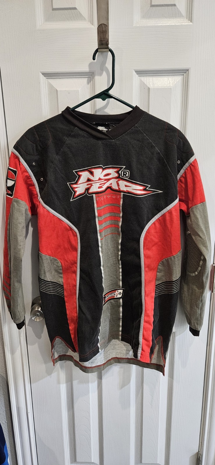 No Fear Motocross Jersey Long Sleeve Medium Black Red Gray 65% Polyester Cotton