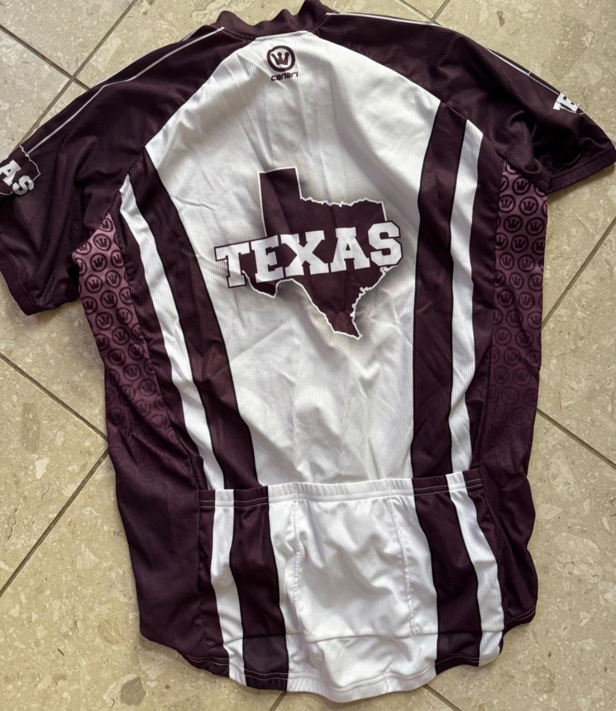 Canari 1/2 Zip Cycling Jersey TEXAS Logo Men’s Large Maroon Gray White