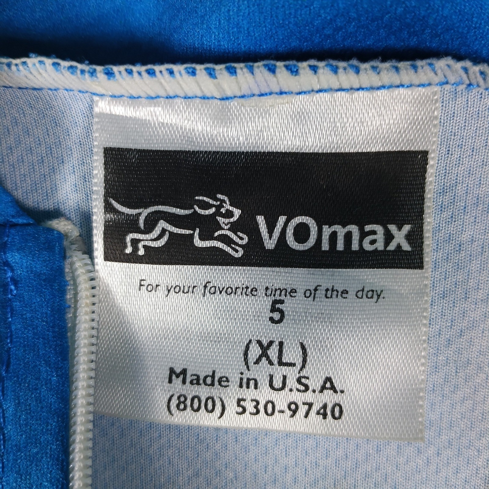 VOmax Cycling Jersey Men XL Blue 2002 Kansas City MTR 3/4 Zip USA