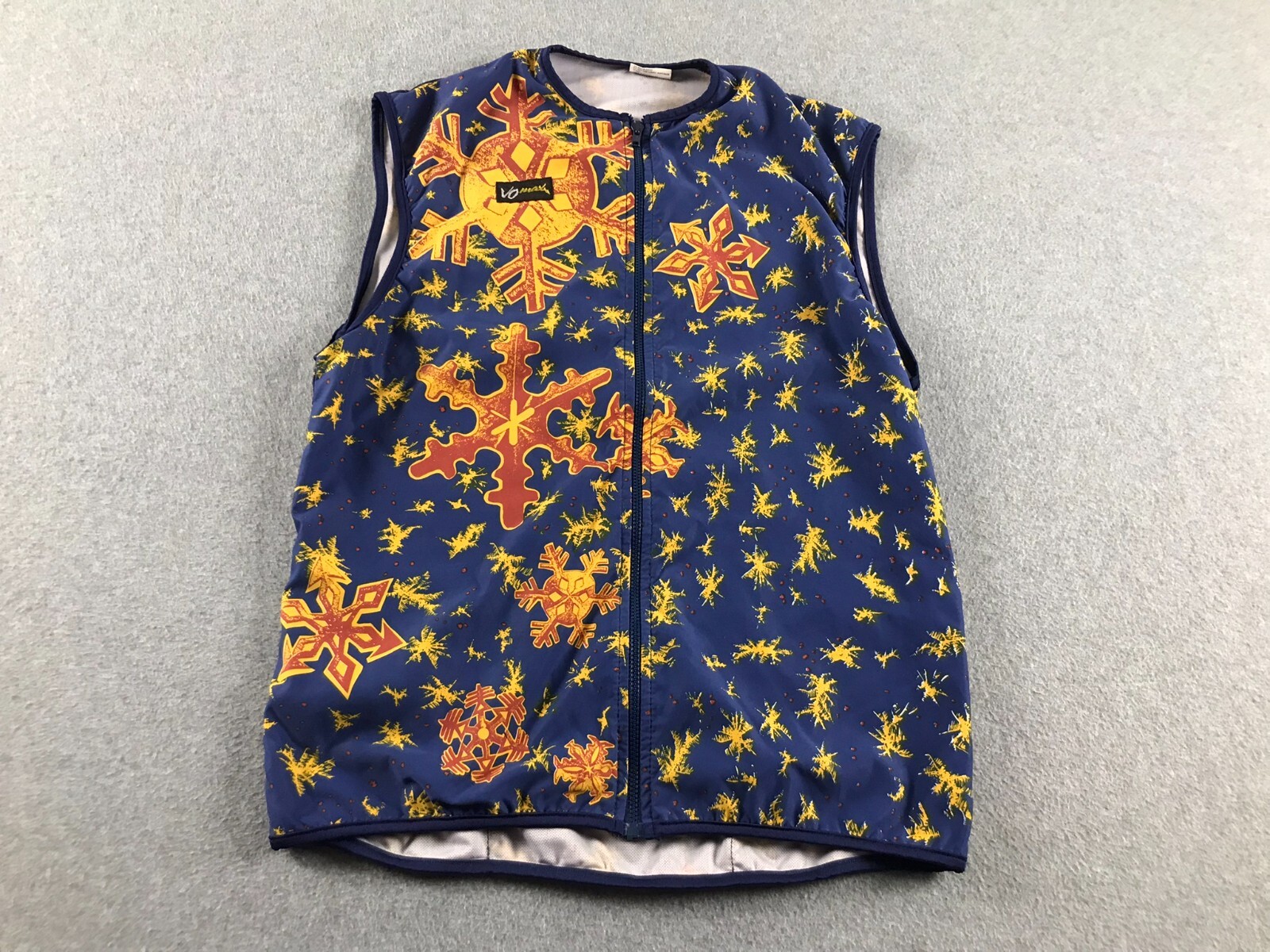 Vintage VOmax Cycling Jersey Vest Womens L XL Snowflake Ice Full Zip Mesh Lined