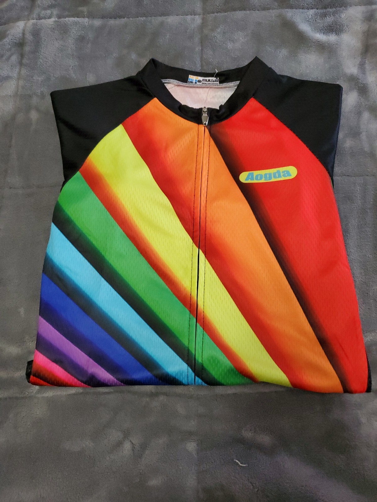 NEW: Aogda RAINBOW Lightweight Full-Zip Cycling Shirt Jersey Mesh Sides Small