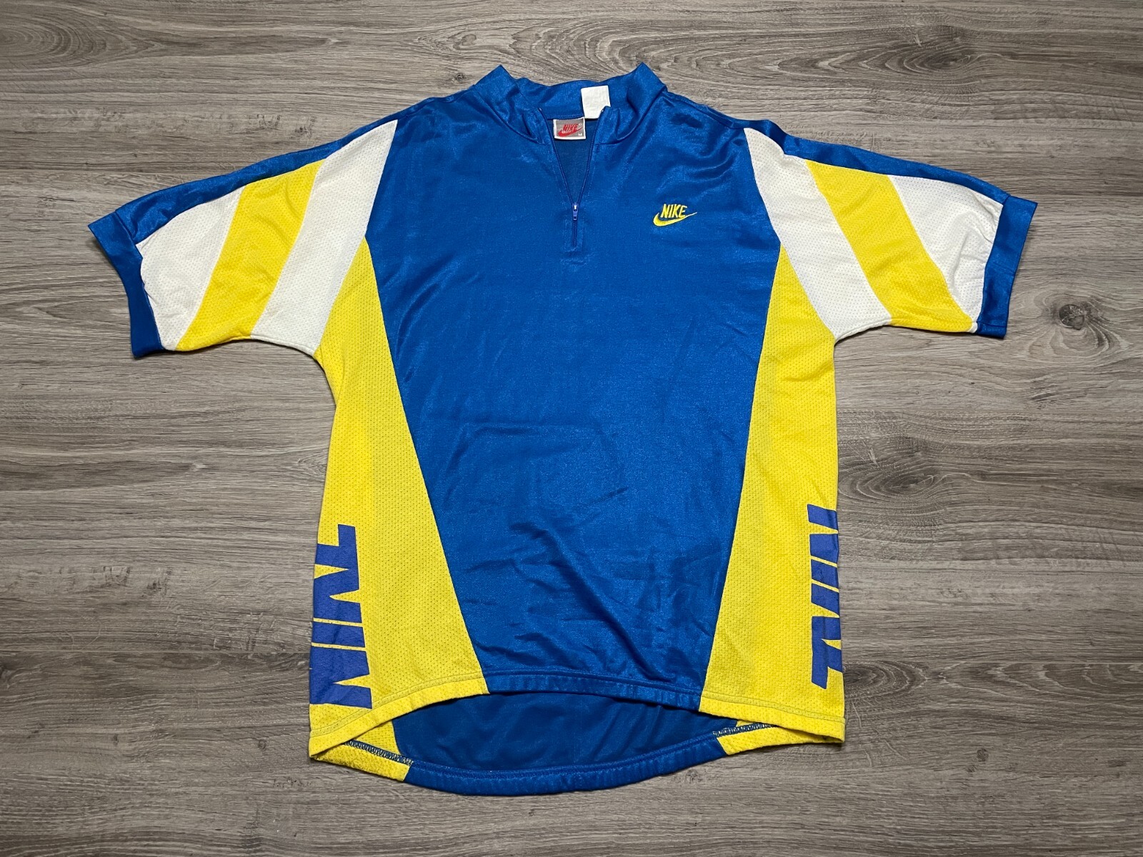 Vintage 1980s NIKE 1/4 Zip Cycling Jersey Men’s Size M Polyester Cotton Blend