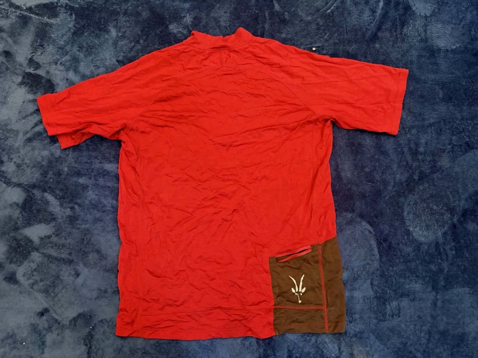 Ibex Men’s LG Red/Brown Colorblock Wool Cycling Jersey Short Sleeve 1/4 Zip