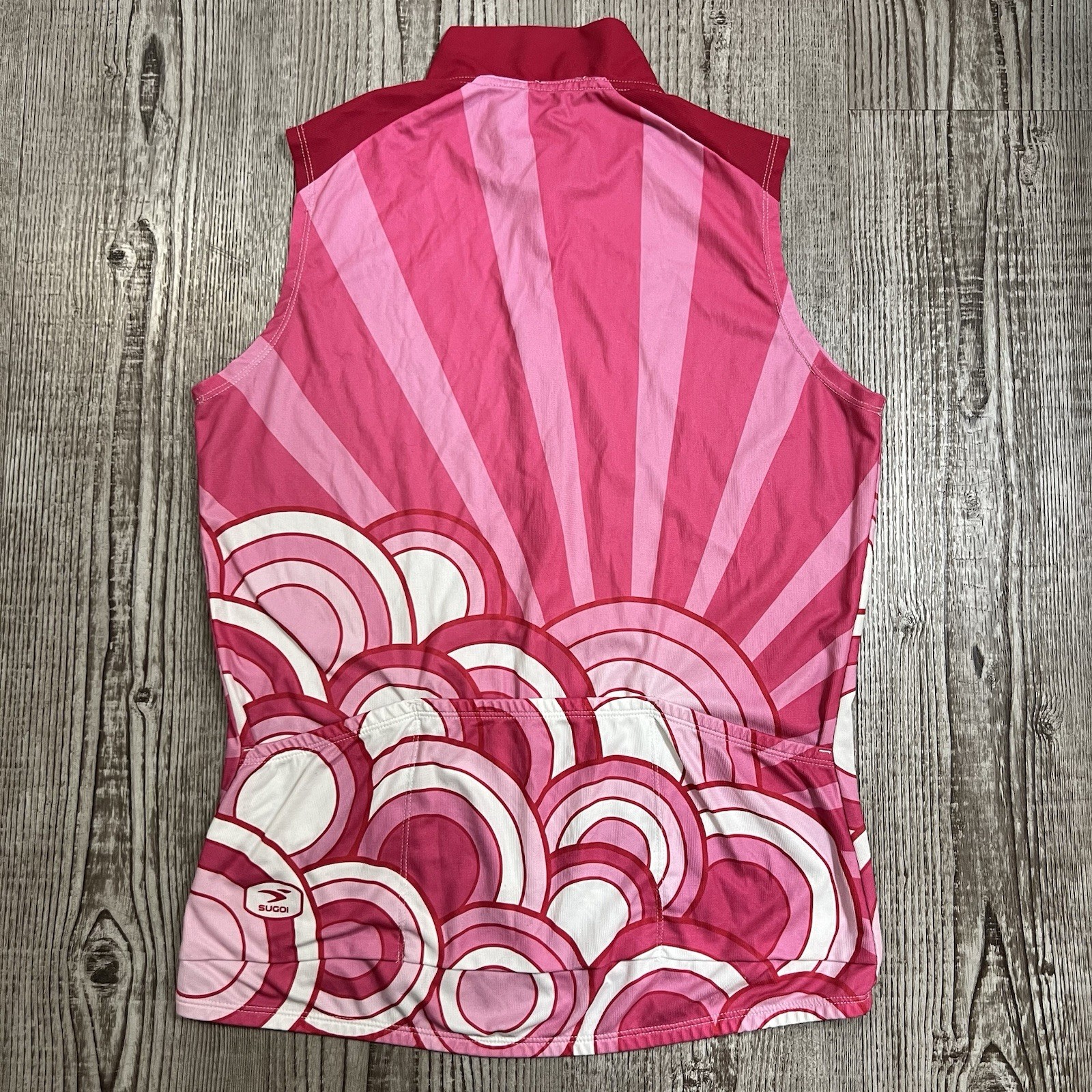 Sugoi Cycling Jersey Womens Medium Pink White Tank Size Sleeveless