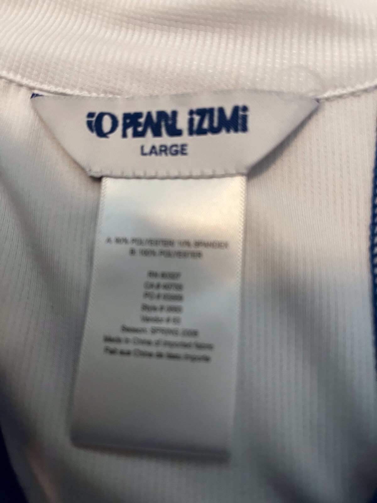 Pearl Izumi Cycling Zip Jersey Mens L Blue White Sleeveless Hip & Back Pockets