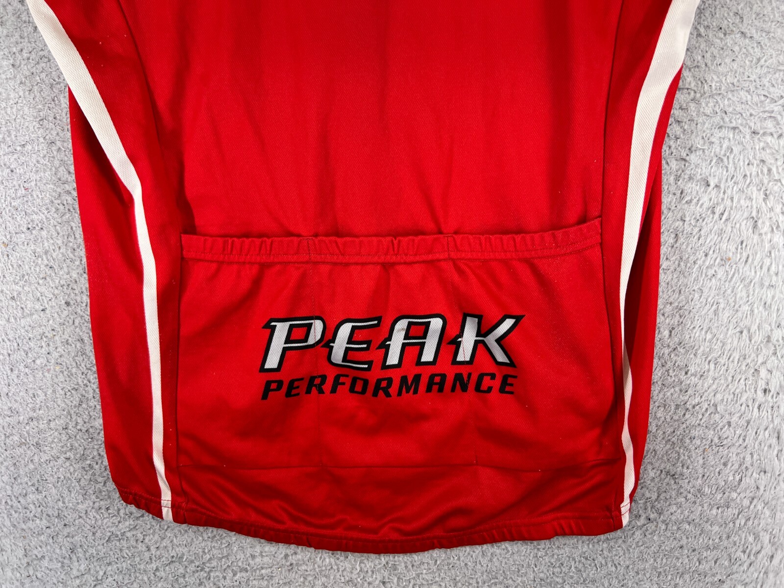 Peak Performance Cycling Jersey Adult Large Red White 1/2 Zip Pockets Poly READ