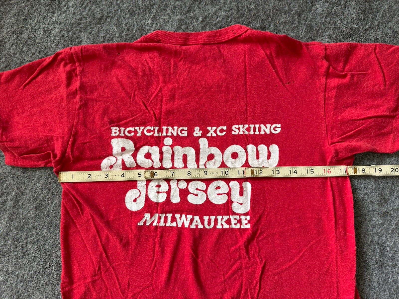 Vintage 70s Campagnolo Cycling XC Ski T Shirt Rainbow Jersey Milwaukee Red Tee M