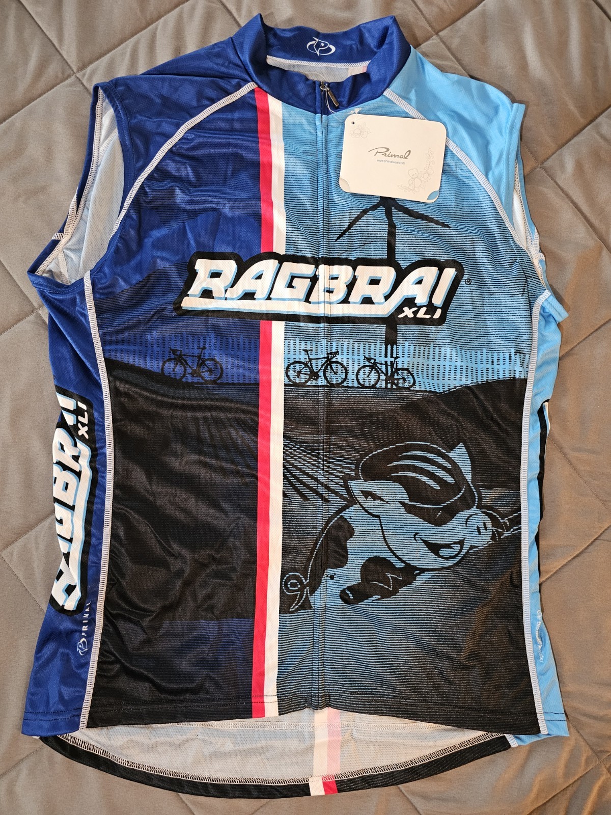Primal RAGBRAI Women’s Sleevless Full Zip Cycling Jersey, NEW * Free Shipping *