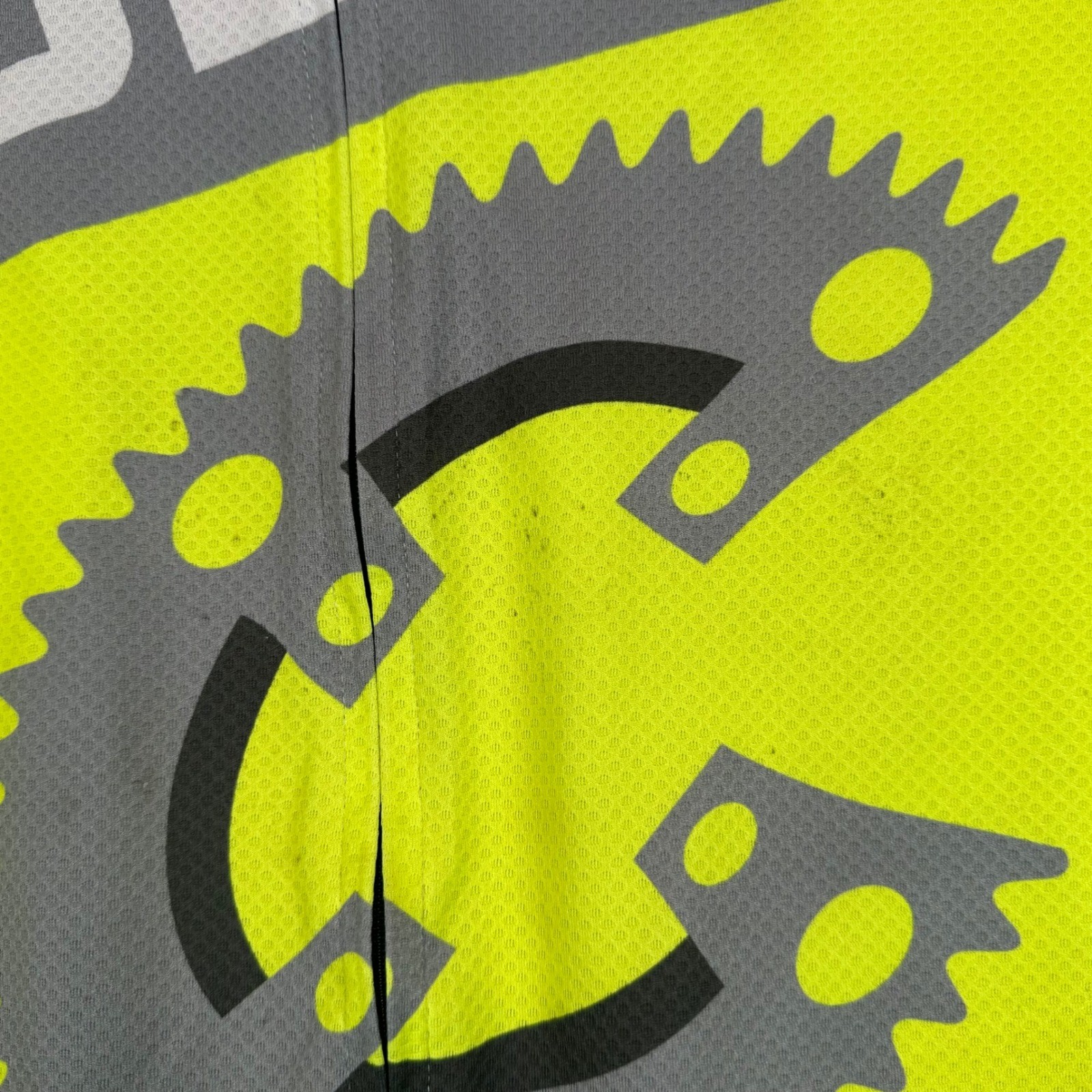 Castelli Cadence Cyclery Cycling Jersey Mens Large Neon Yellow Grey Full Zip