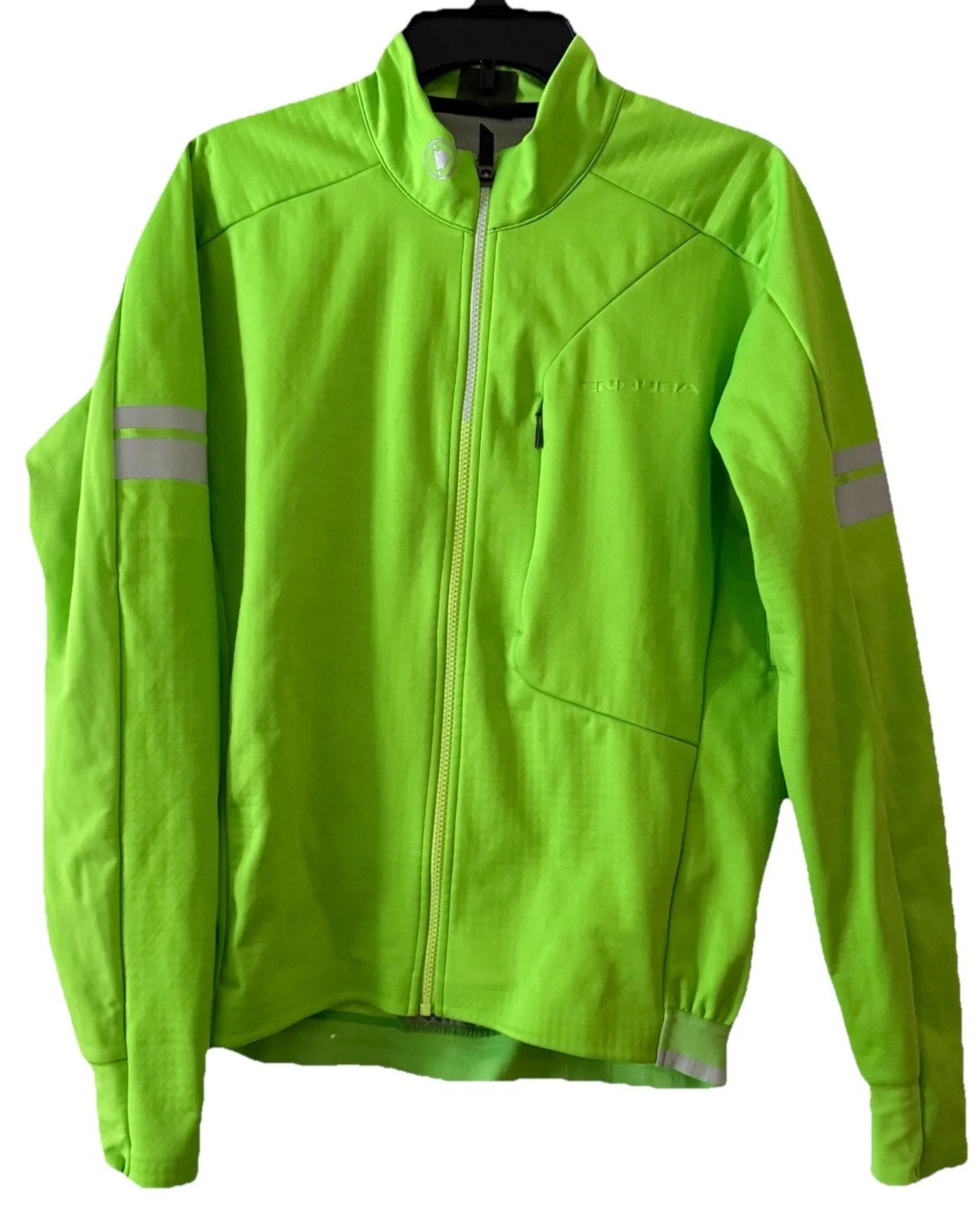 Endura Cycling Jersey Bicycle Long Sleeve Full Zip Neon Green Reflector Men L