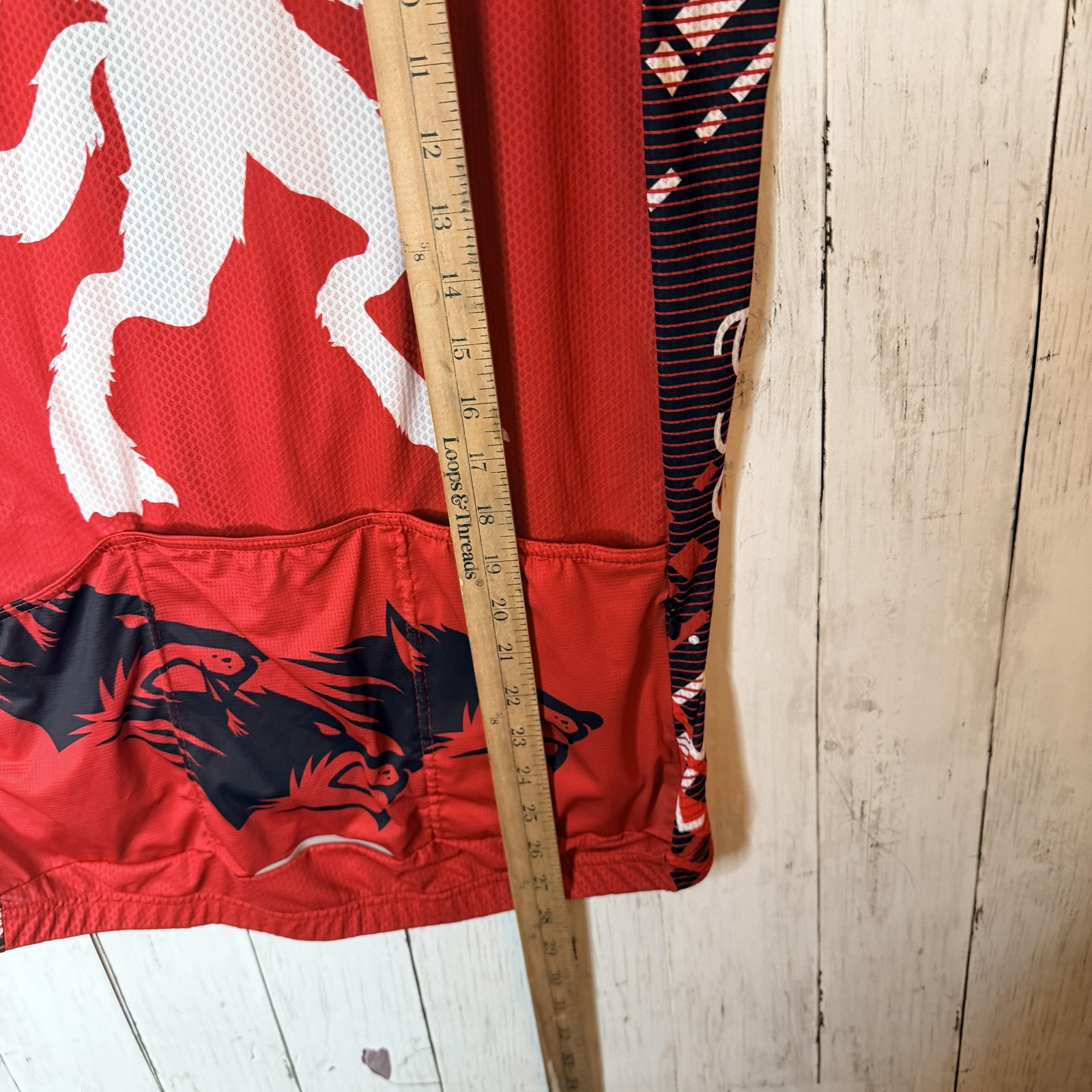 Jakroo Cycling Jersey Mens XL Red The Tiger Full Zip Graphic Top Wolf Back