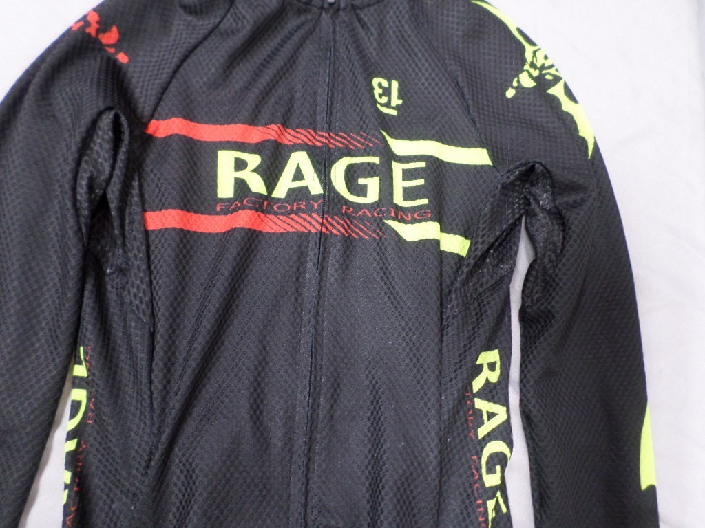 DESIGNER RAGE FACTORY CYCLING PADDED BLACK RED & YELLOW SUIT SIZE X-SMALL