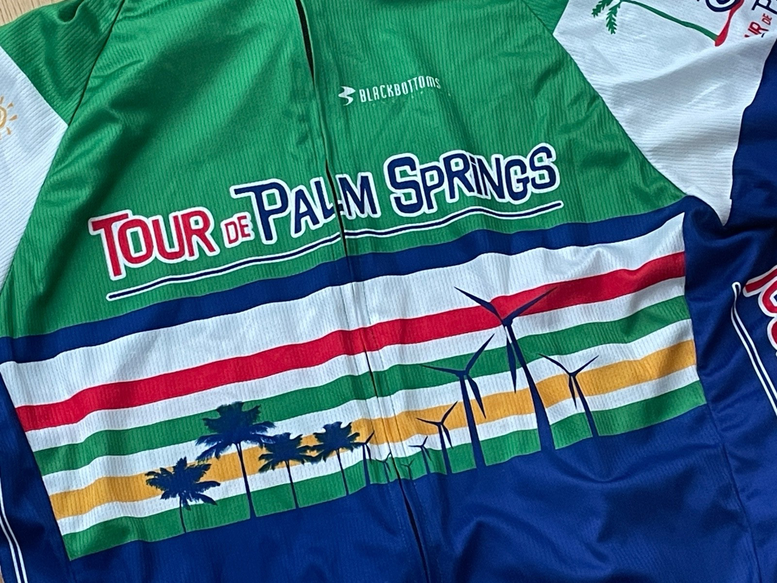 Black Bottoms Men’s XXL Cycling Jersey. Tour de Palm Springs. FULL ZIP.