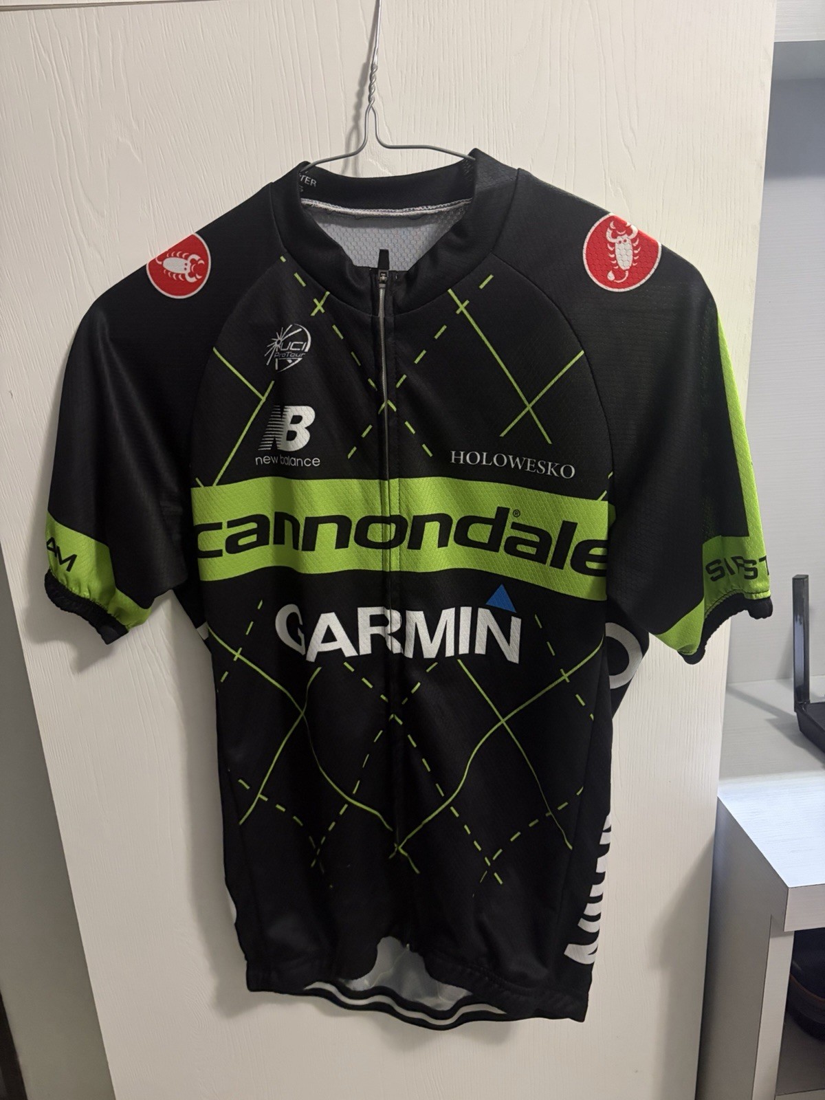 Castelli Mens Black Green Short Slv Cannondale Garmin Team 2.0 Cycling Jersey S