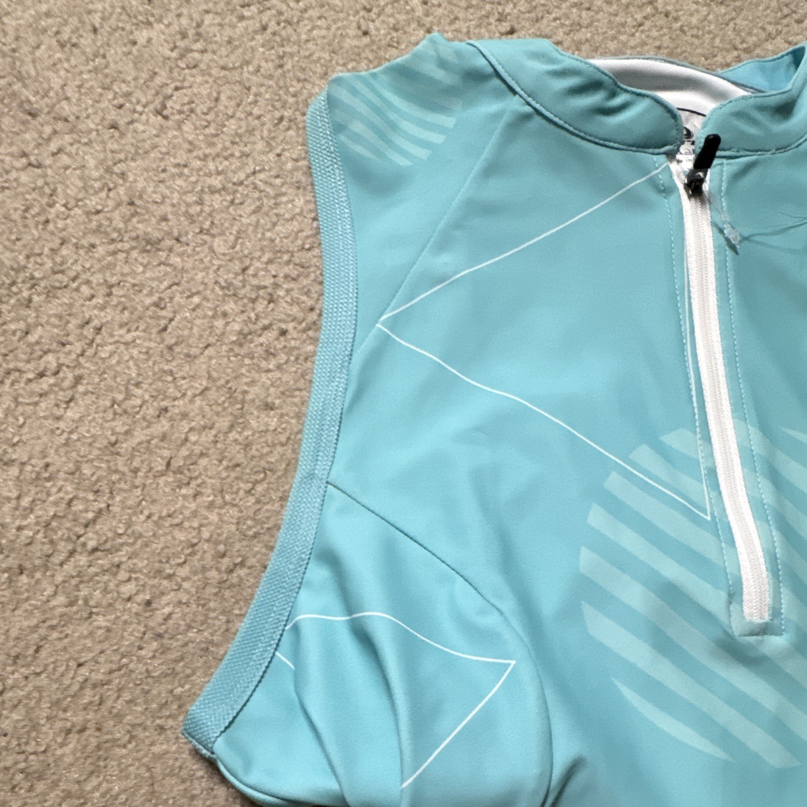 Beroy Women’s XL Sleeveless Cycling Jersey Tank 1/4 Zip Pockets Blue