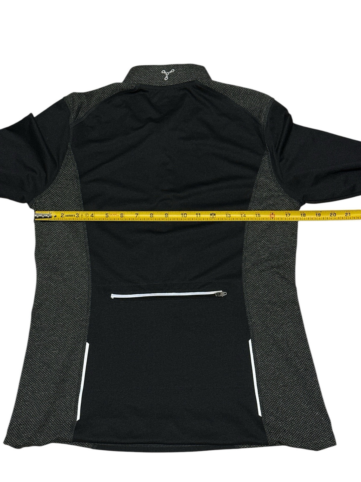 Trayl Cycling Black/Gray Long Sleeve Quarter Zip W/Back Zip Pocket Jersey Size M