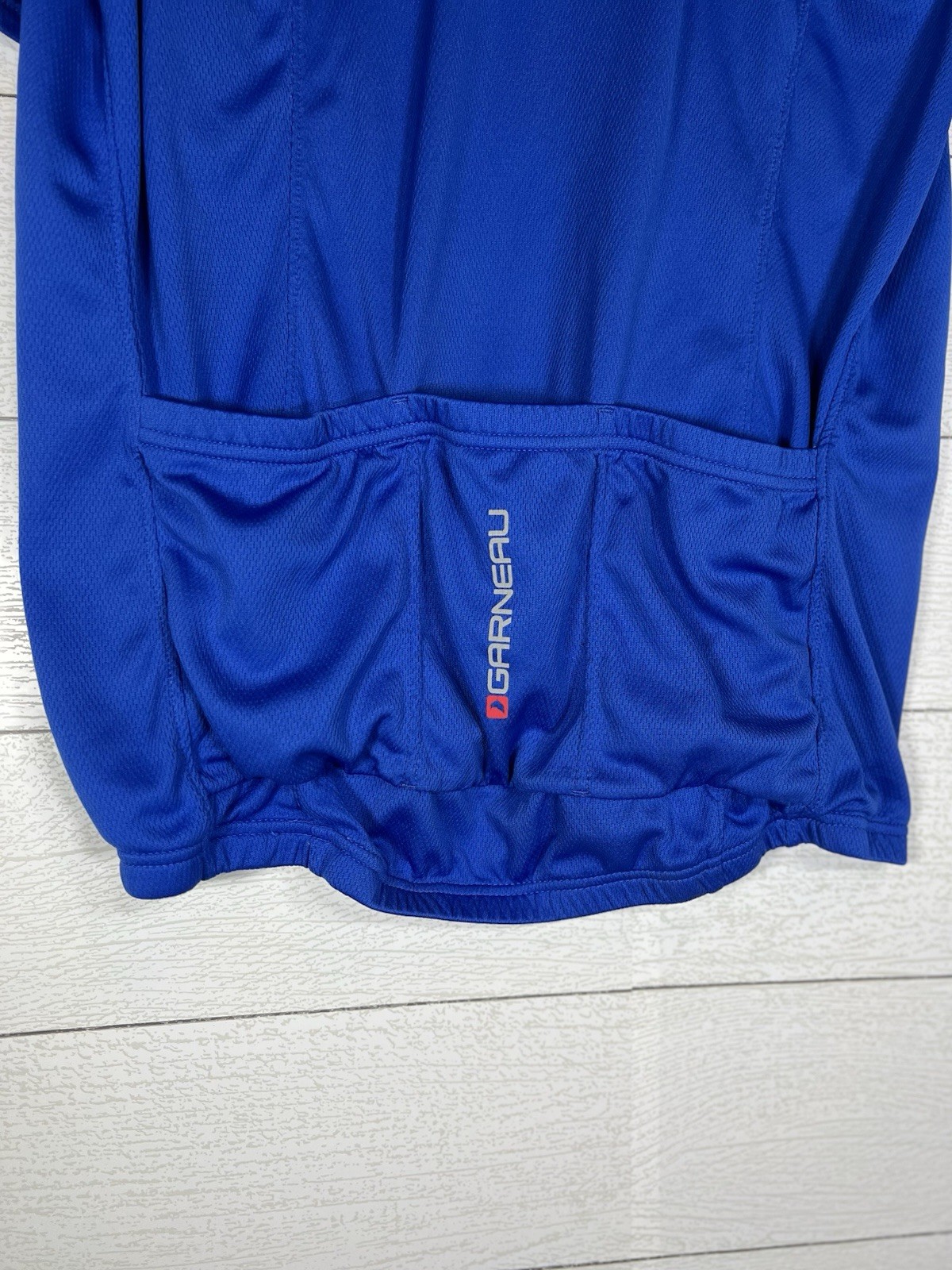 Louis Garneau XL Blue Performance Cycling Cyclist Bicycle Jersey Back Pockets