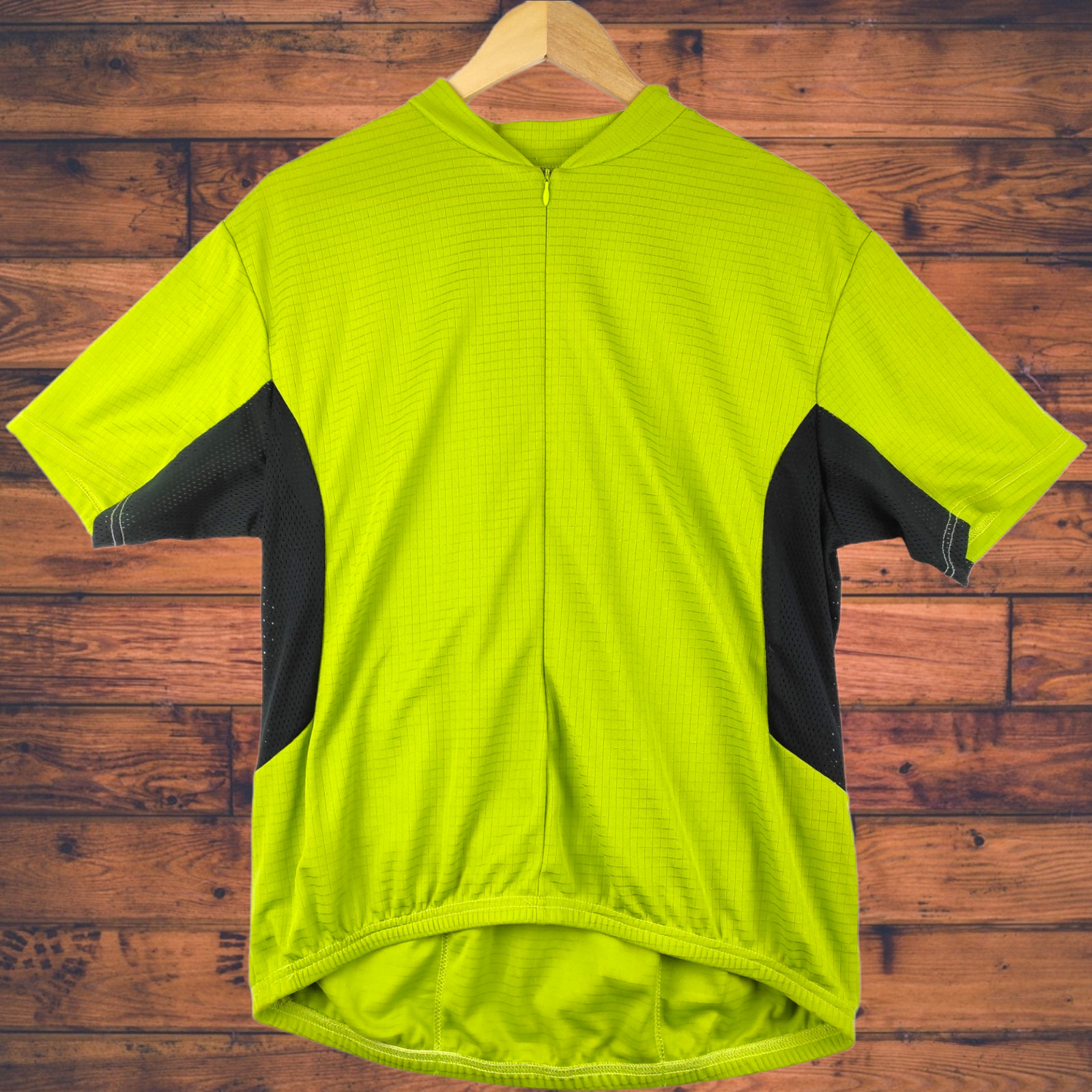 Vtg REI Cycling Shirt Mens L Zip Green Black Pockets Made in USA Nice!