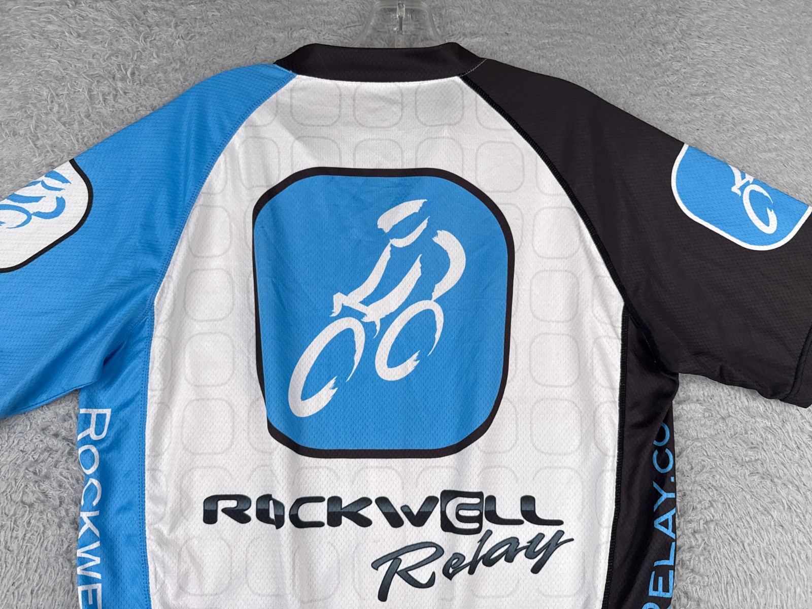 Epic Cyclewear Cycling Jersey Adult Large Blue White Rockwell Relay READ ME