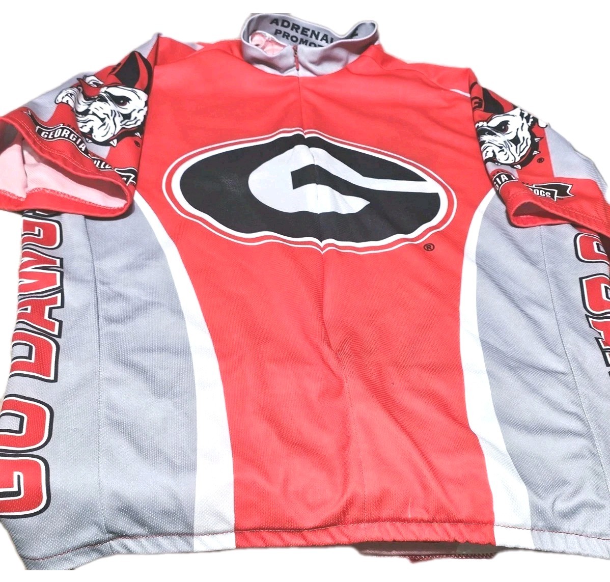 NCAA GEORGIA BULLDOGS-Mens SS/Full Zip, Logo Print, Cycling Race Jersey-(M)