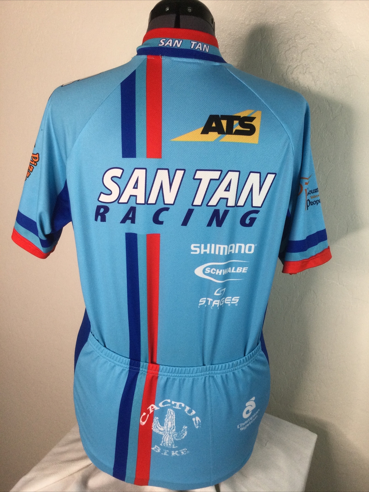 Champ Sys Cycling jersey full zip 3-pocket short sleeve LG San Tan Racing Blue
