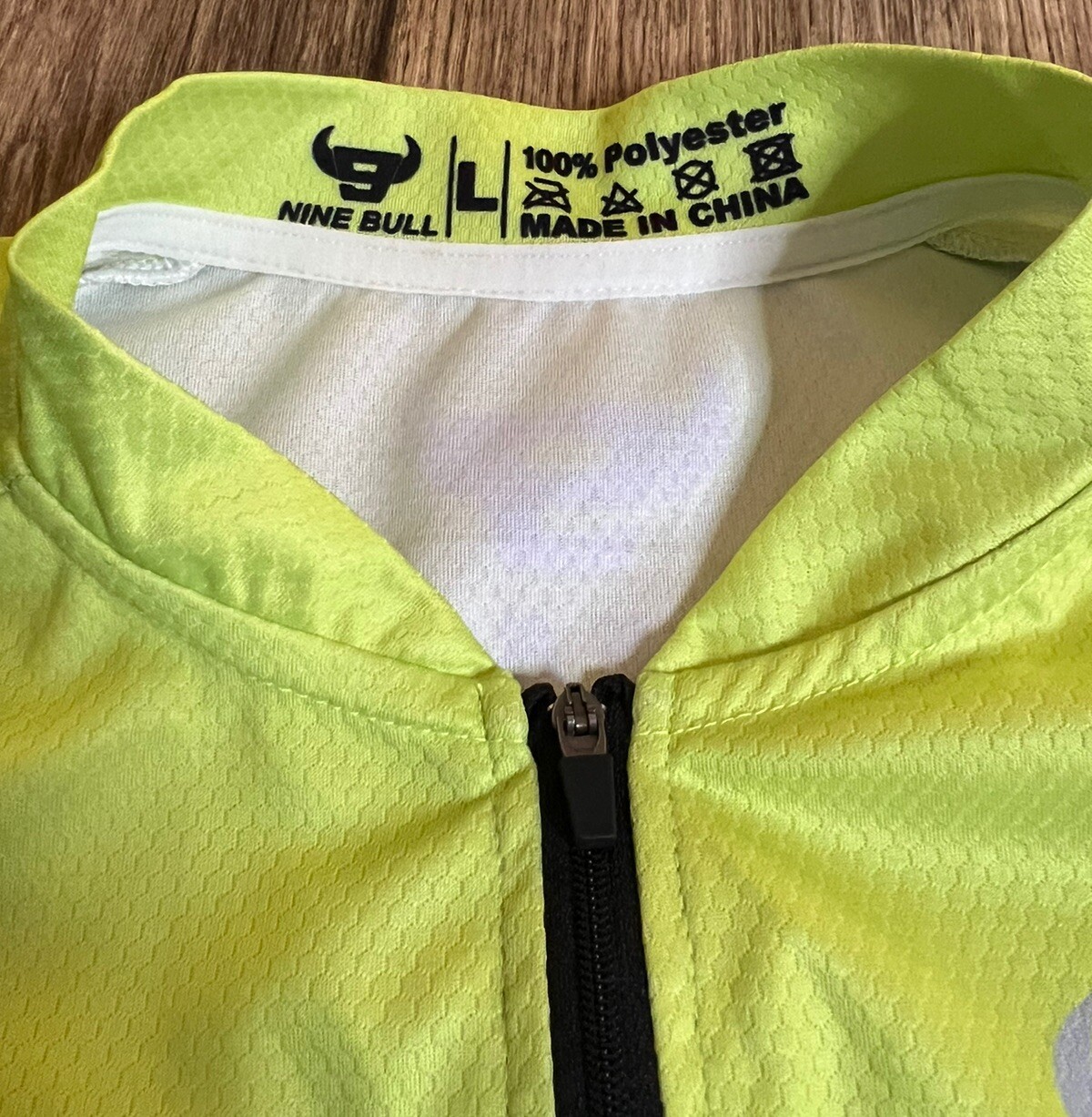 Nine Bull Cycling Jersey Lime Green Light Blue Colorblock Large