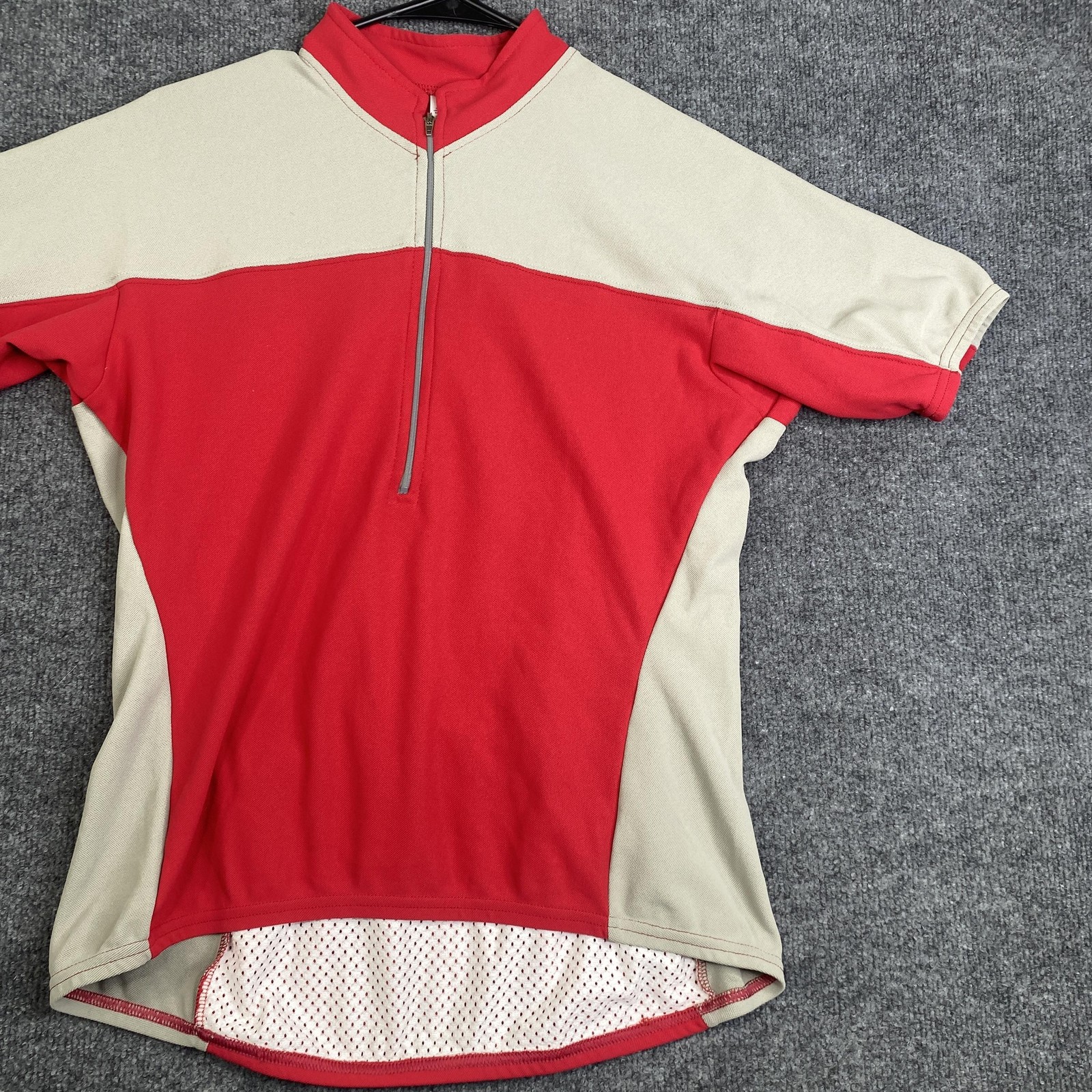 Patagonia Cycling Jersey Mens Large Red Tan 1/4 Zip Short Sleeve USA Bike Shirt