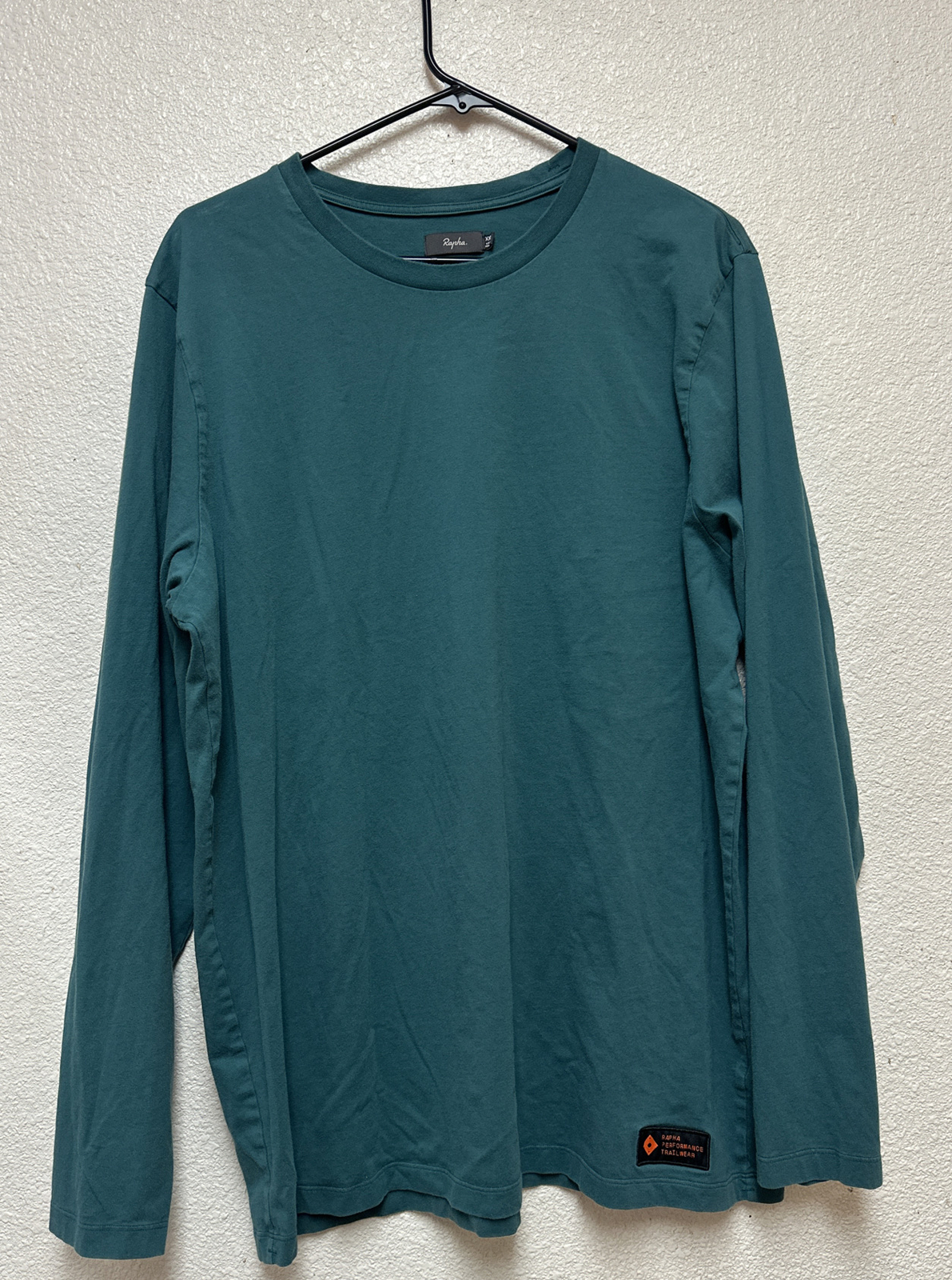 RAPHA MEN’S TRAIL LONG SLEEVE T-SHIRT In Blue Green Sz XXL 100% Cotton