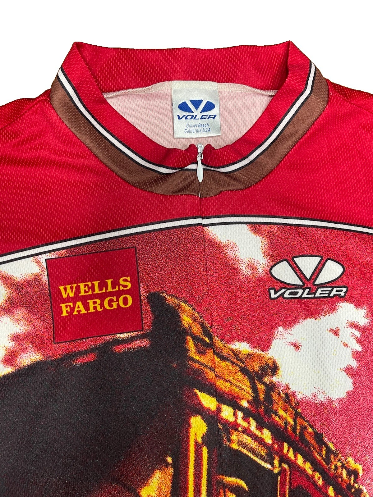 Men Voler Wells Fargo Multi Color Short Sleeve Full Zipper Red Brown Yellow XXL