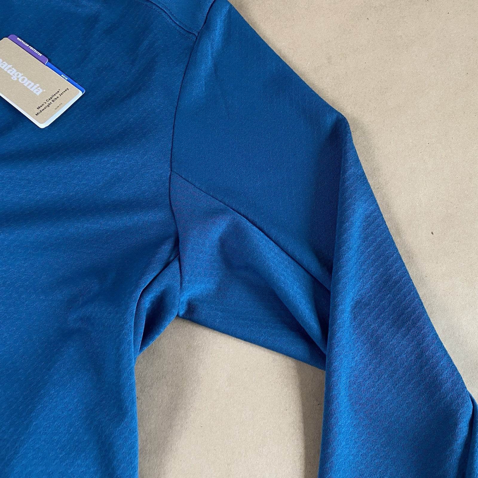 Patagonia S Small Capilene Midweight Bike Jersey Medium Crater Blue Half Zip