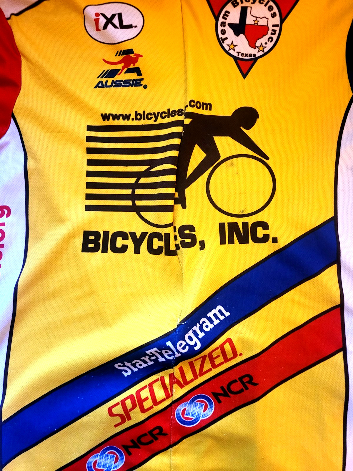 Bicycles Inc Texas Cycling Jersey 3/4 Zip Large Rear Pockets Free Shipping