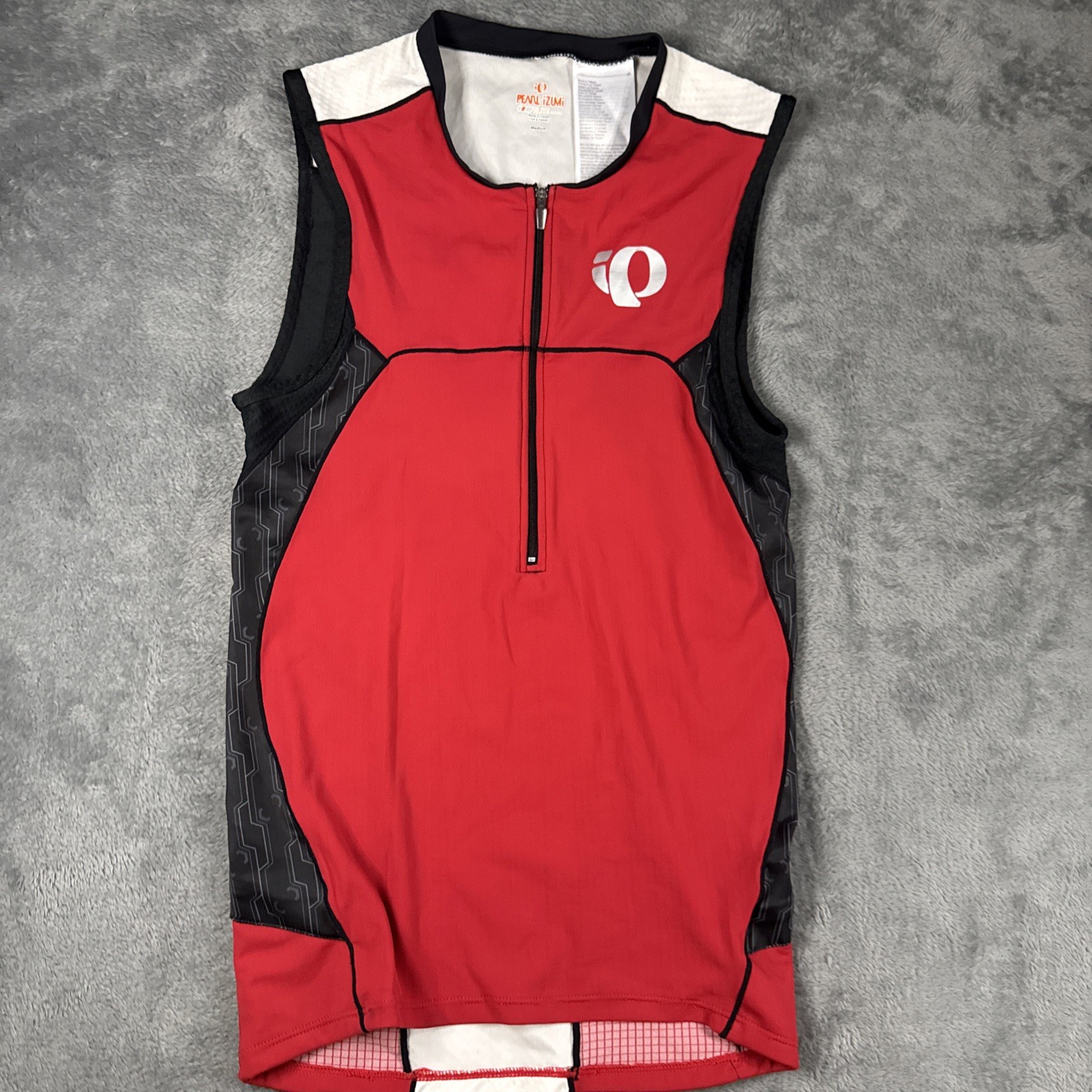 Pearl Izumi Elite Vest Mens Medium Red Cycling Jersey Half Zip