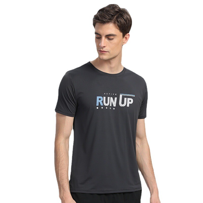 New Fashion Casual Printed Short Sleeve Men’s Round Neck Quick Drying Sports Top