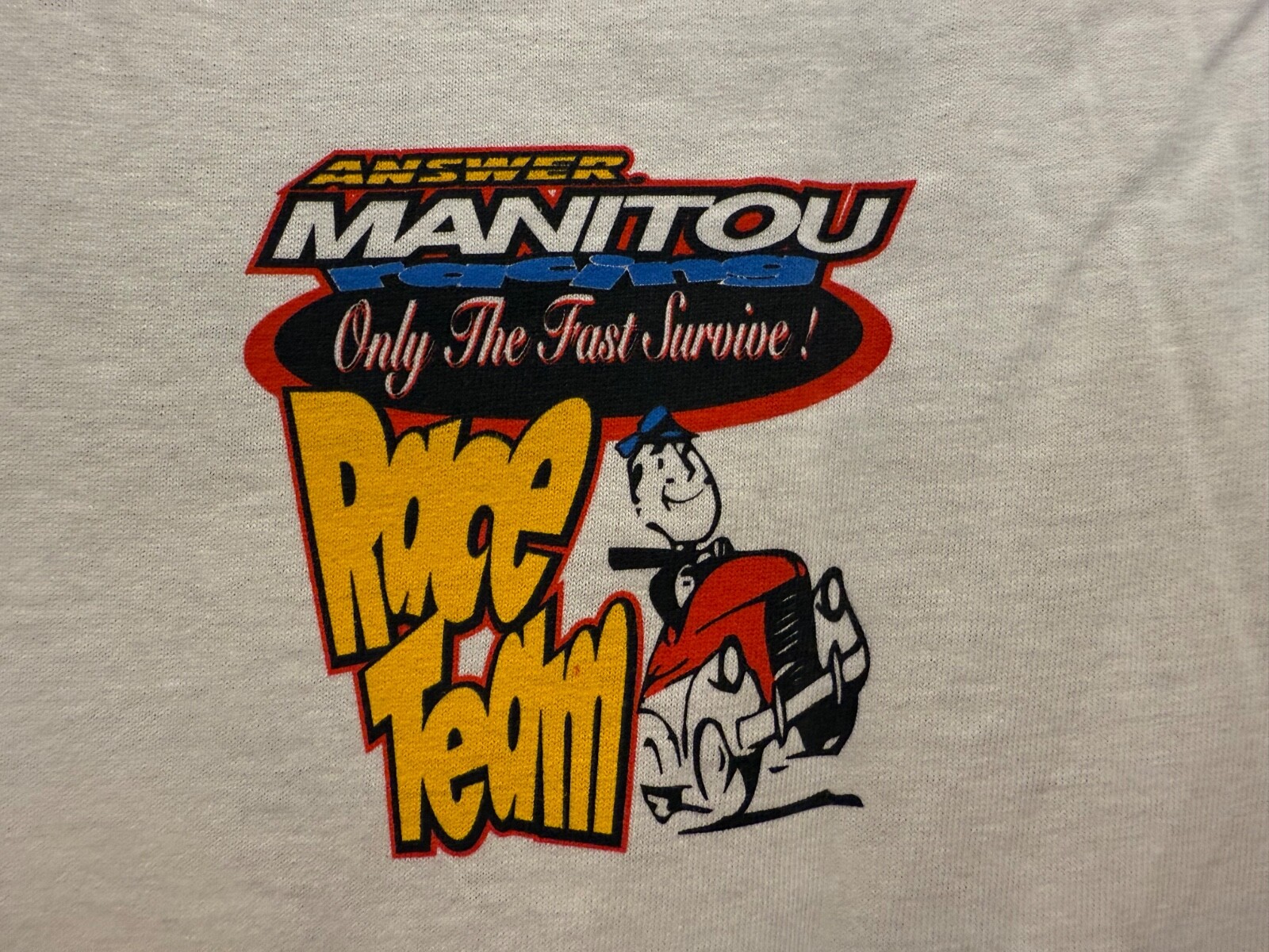 Answer Manitou Bike Racing Team Issue White Tee Medium made in USA -100% cotton