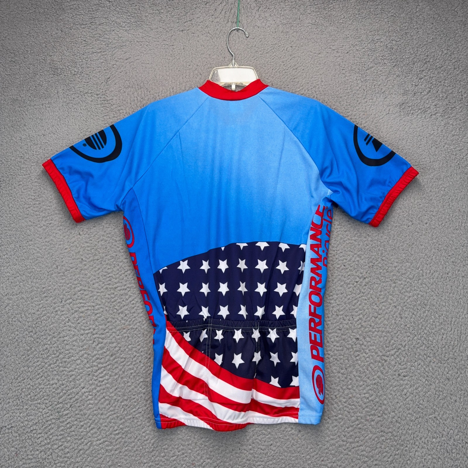 Performance Cycling Jersey Mens Large American Flag Patriotic USA Bicycle Pocket